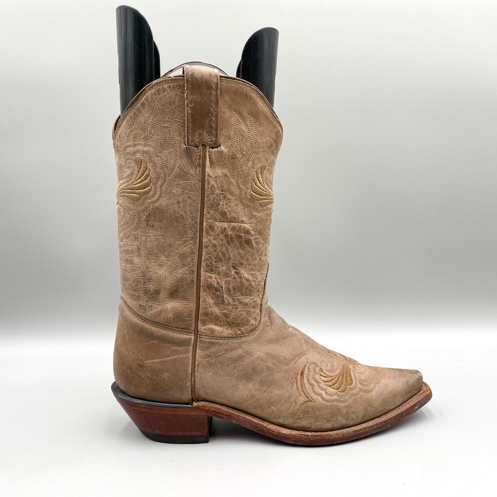 Tony Lama Womens 10D Western Boots Tan Leather Coastal Cowgirl Snip Toe Festival